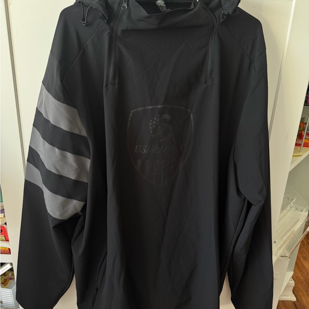 Black Hooded Windbreaker Jacket
